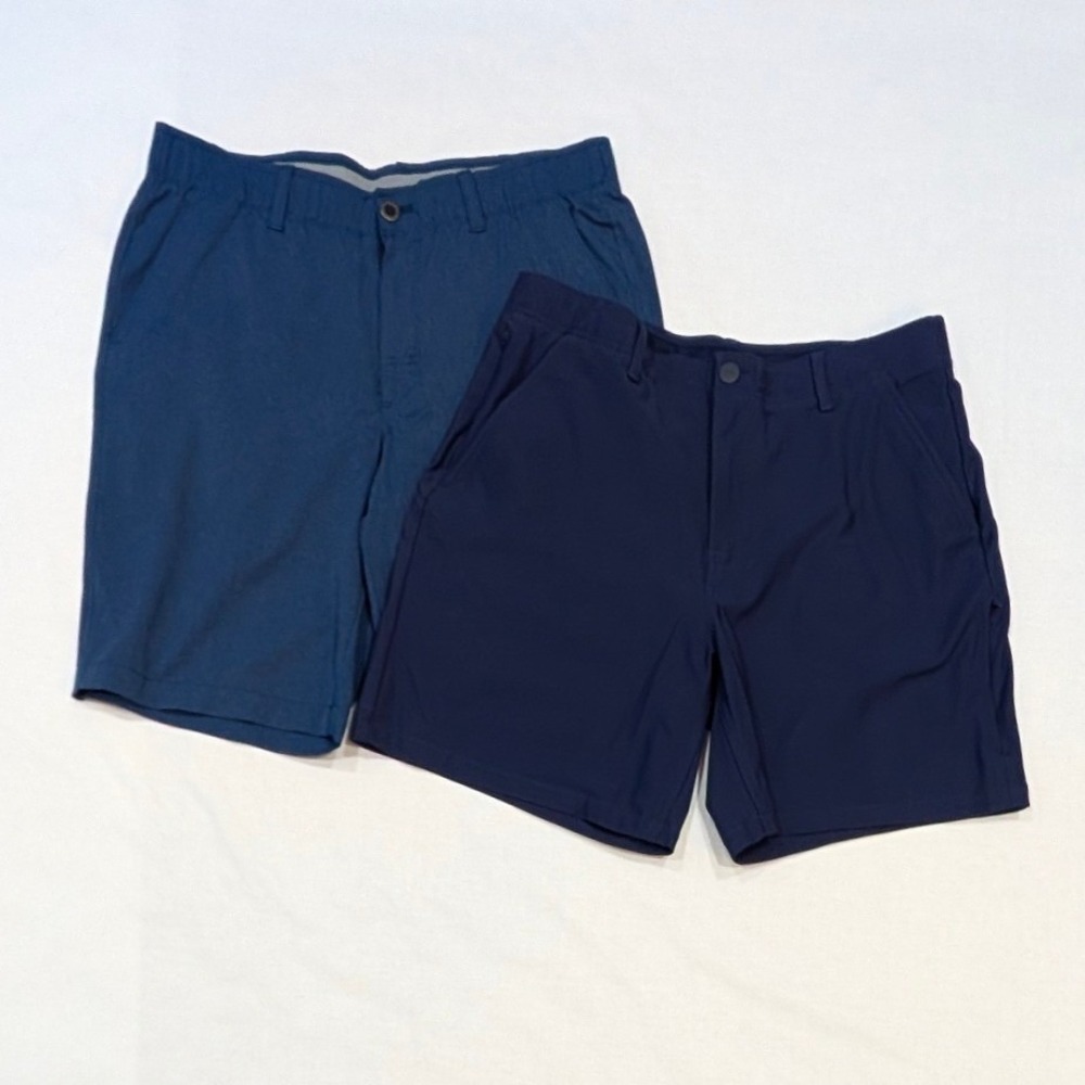 Bundle of 2 Under Armour HeatGear Men's Shorts 34 Navy Royal Blue Golf Athletic